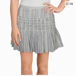 LoveShackFancy White and Gray Mini Skirt